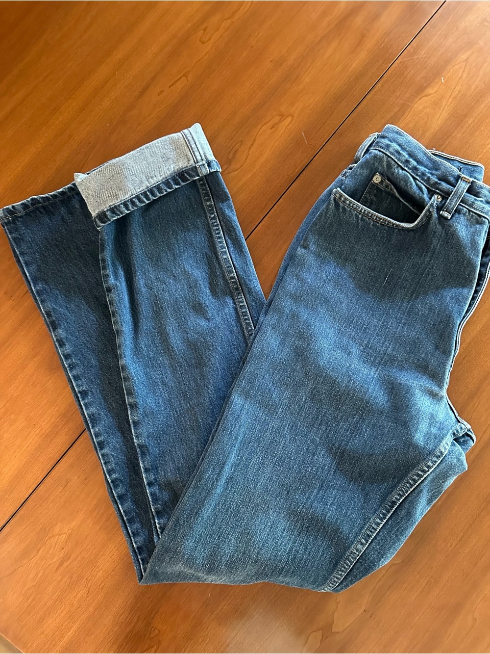 Lands’ End Y2K Dark Wash Straight Leg Jeans 28x34 Sz 6 Tall Denim Mom Jeans USA
